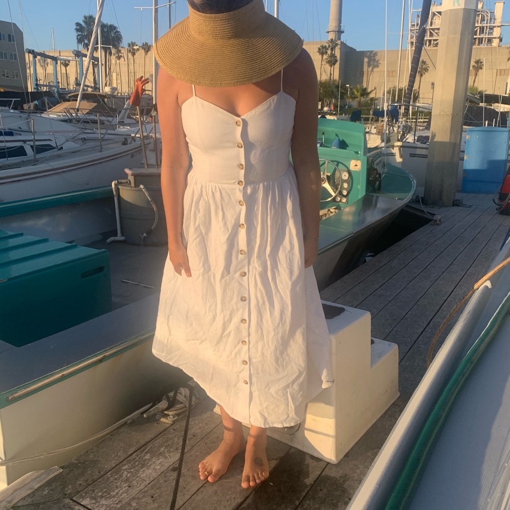 White long flowy spaghetti strapped dress